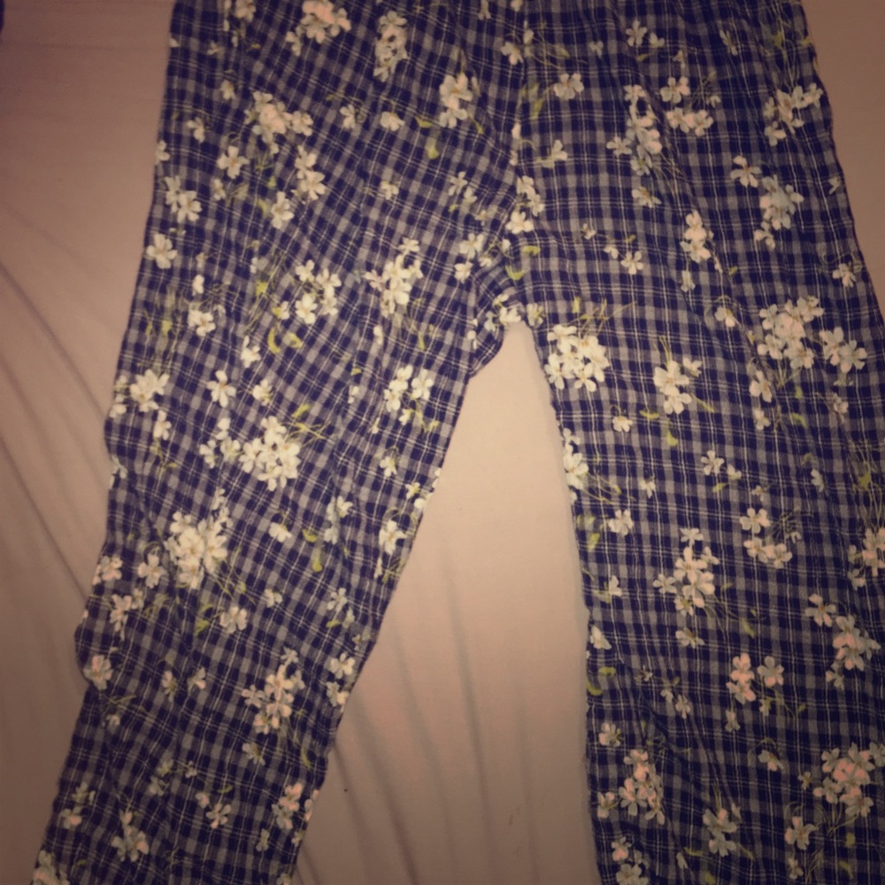 Flower plaid pants, used once, size large